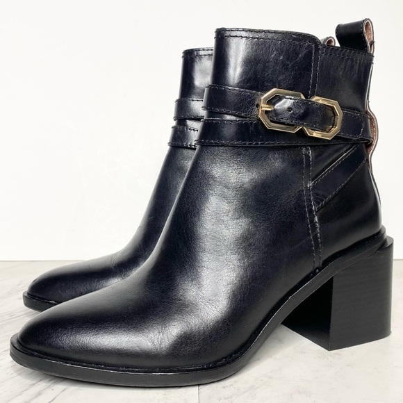 Louise Et Cie Uzma Black Leather Heeled Bootie 6M - Picture 1 of 12